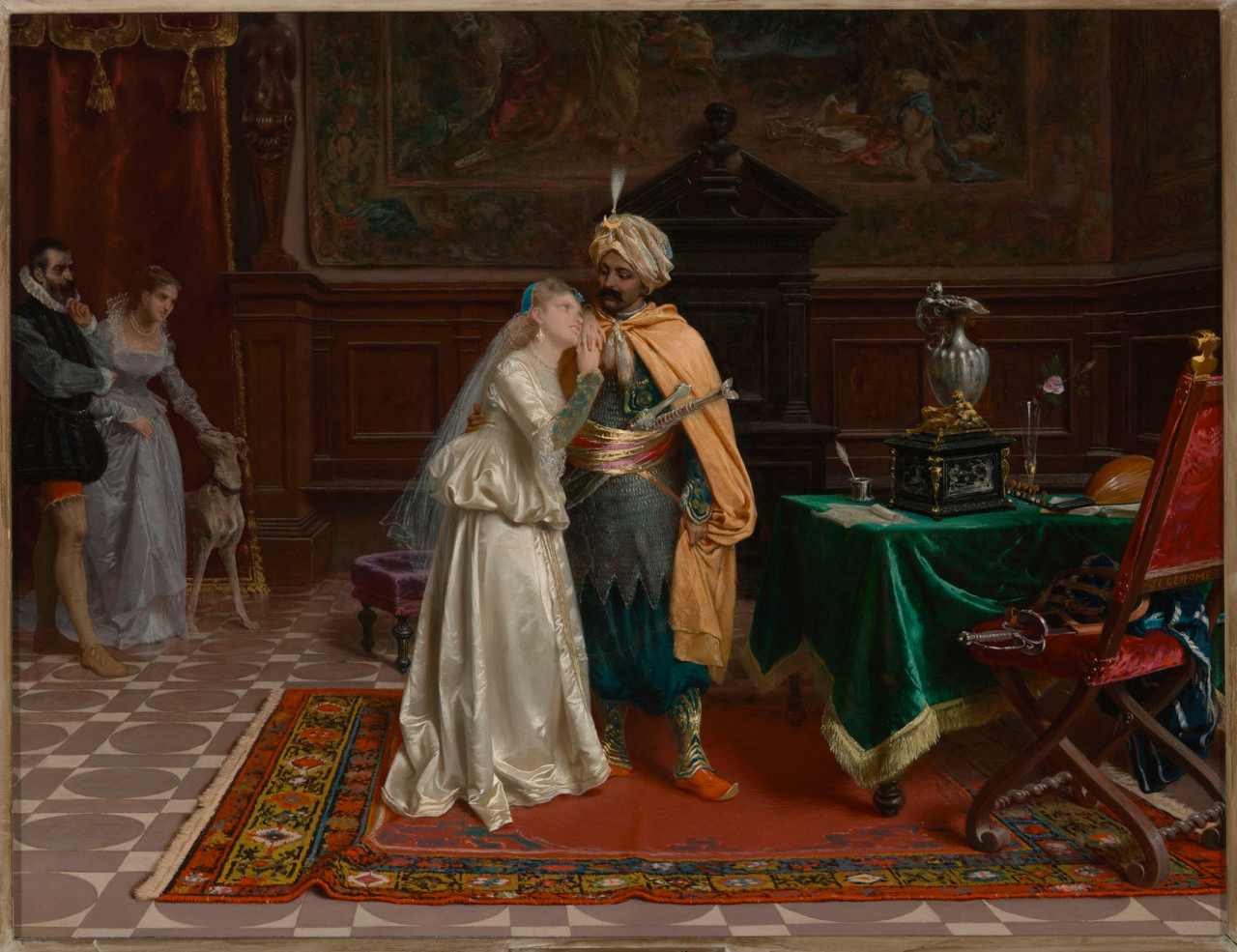 A depiction of Desdemona and Cassio in Othello
